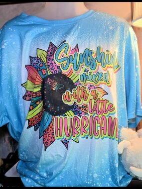 Sunshine Mixed With A Little Hurricane Graphic Tee - Bright Blue